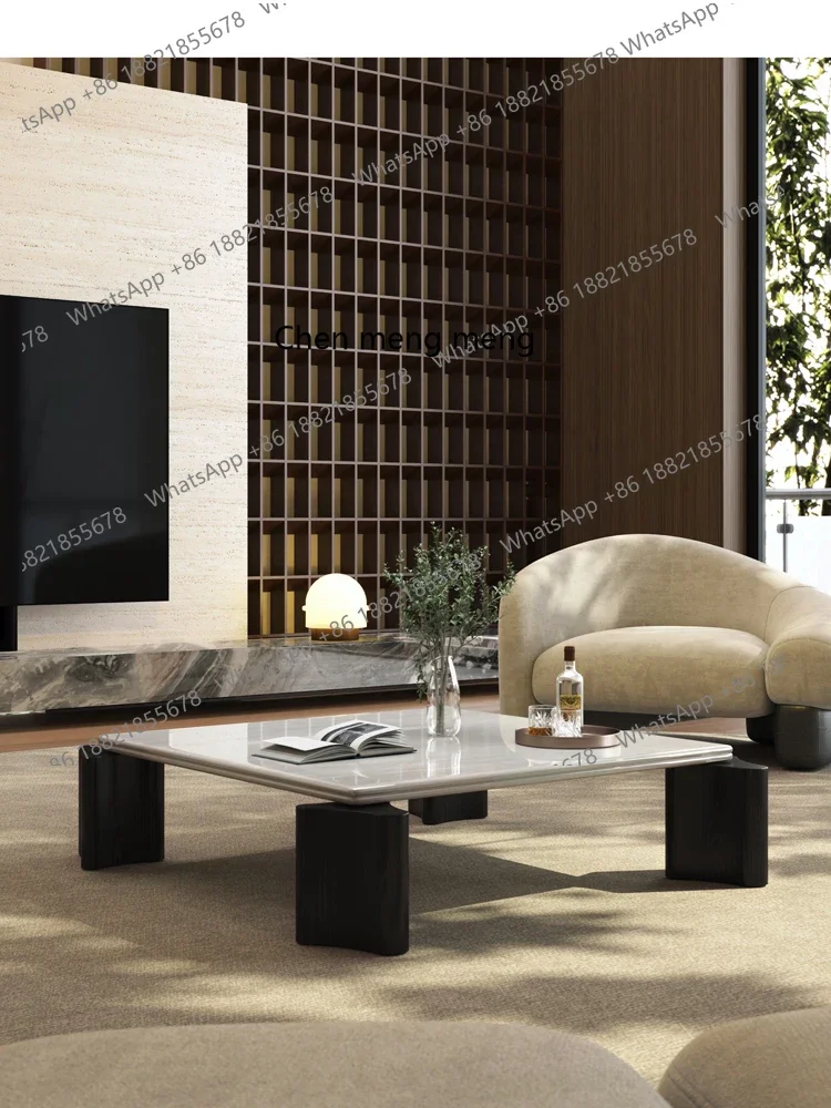 

Лидер продаж, современный простой мраморный журнальный столик для гостиной, маленькой квартиры, ваби, песчаный ветер, квадратный журнальный столик из натурального роскошного камня