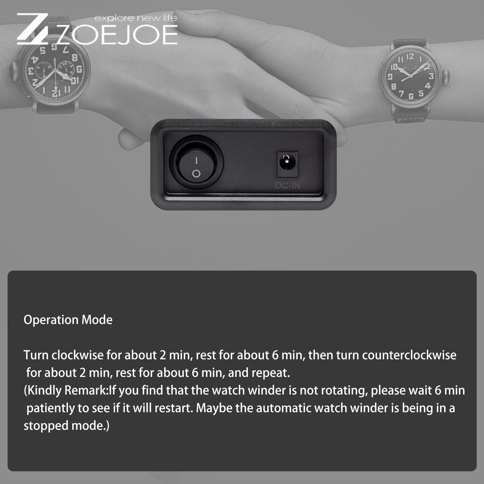 ZOEJOE Single Slot Automatic Watch Winder USB Cable Quiet Motor Watch Storage Box For Watch Windering Birthday Gifts For Friends