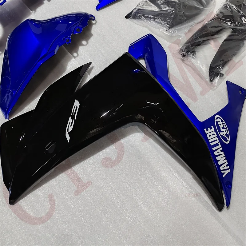 انسيابية فاخرة للدراجات النارية من ياماها YZFR25 YZFR3 2015-2018 ABS مجموعة هدايا قولبة YZF R3 R25 15-18 غلاف إطار الجسم اللامع الأزرق #5