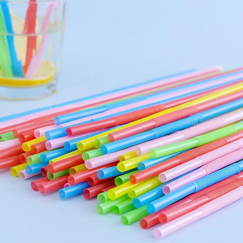 100-300Pcs Multicolor Kunststof Straws for Wedding Party Supplies Beverage Kitchen Cocktail Drinking Straws Pajitas Plastique