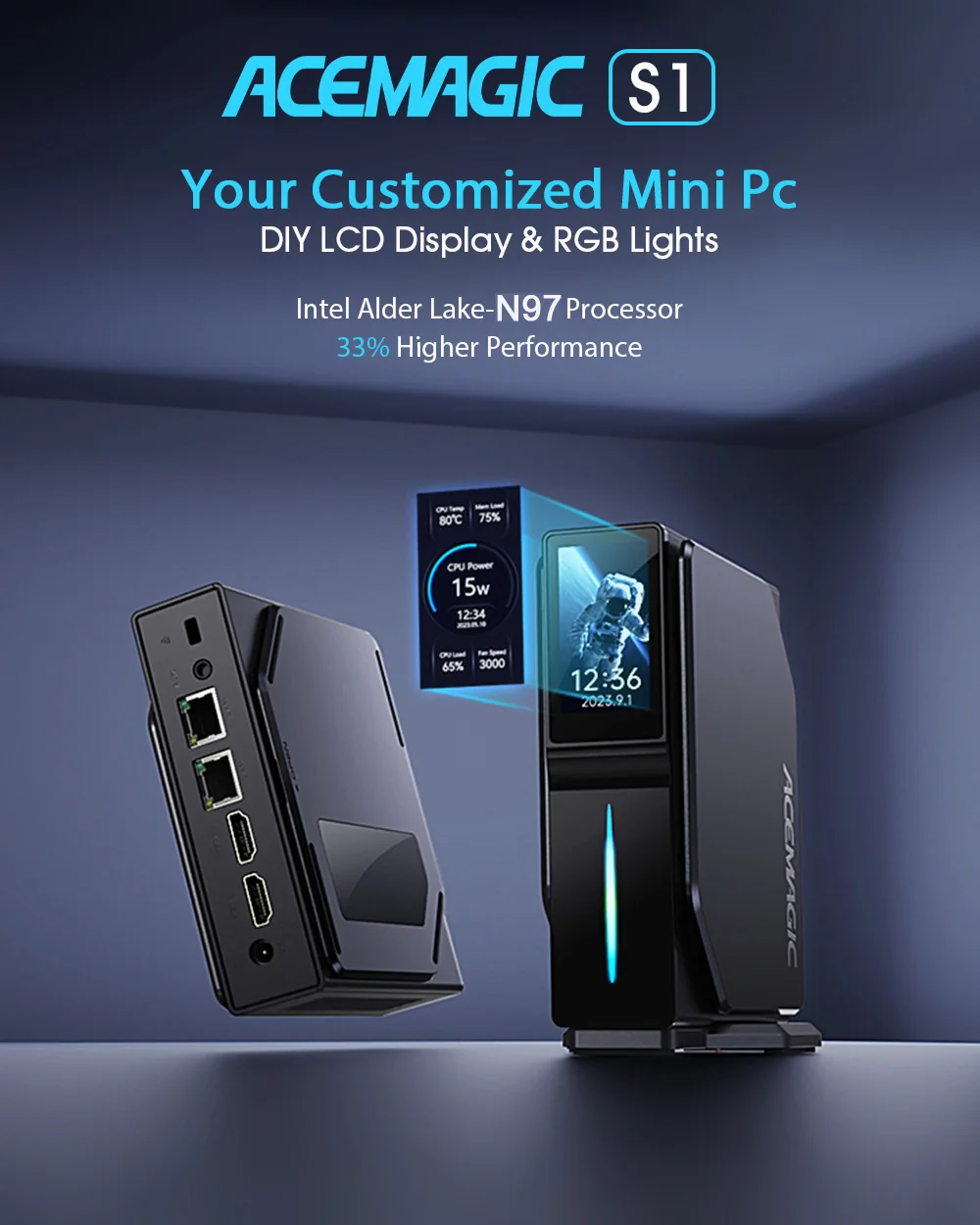KAMRUI كمبيوتر صغير S1 N97 16GB DDR4 512GB M.2 SSD كمبيوتر صغير مع W11 PRO WiFi6 BT5.2 4K كمبيوتر مكتبي صغير العمل كمبيوتر الأعمال