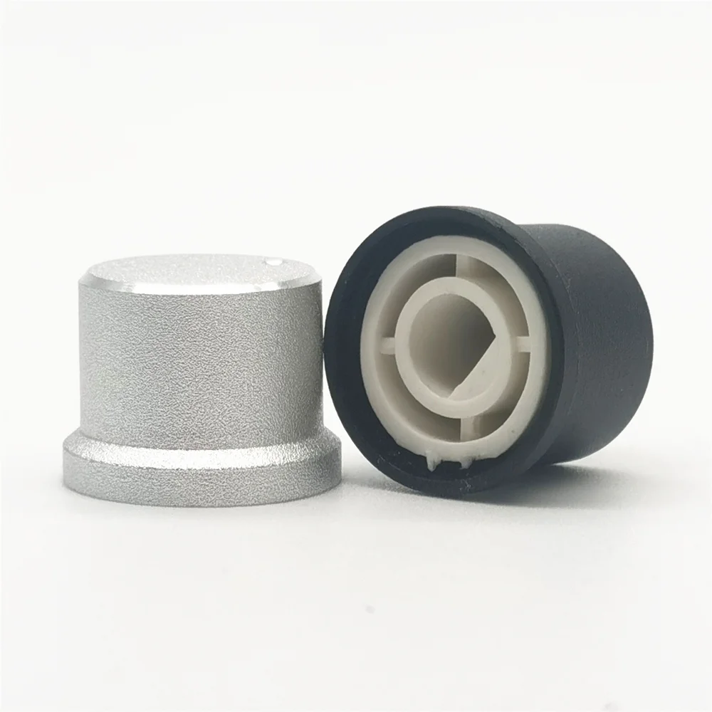 1pcs 16x12mm 6mm Shaft Hole Aluminum Alloy Potentiometer Knob White (D-axis)