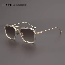 Star-like parallel bar large frame pilot glasses for women 006 designer handcrafted myopia glasses pure titanium UV400 men spect