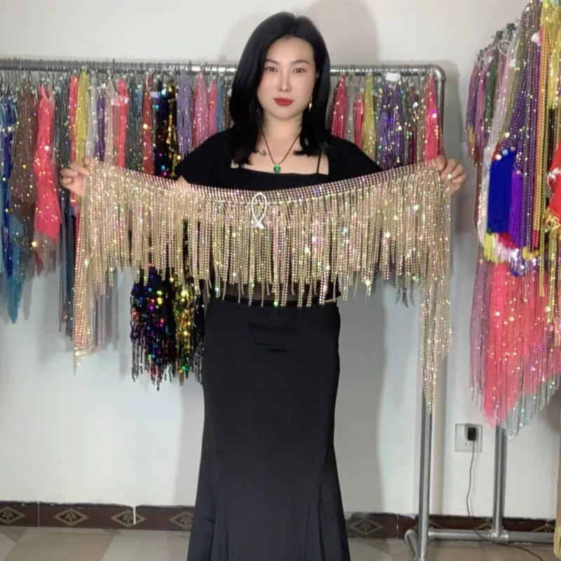 

Customized Belly Dance Hip Scarf Straight Terms Full Diamond Handmade Not Easy To Drop Diamonds Beginner Performance Hip Scarf