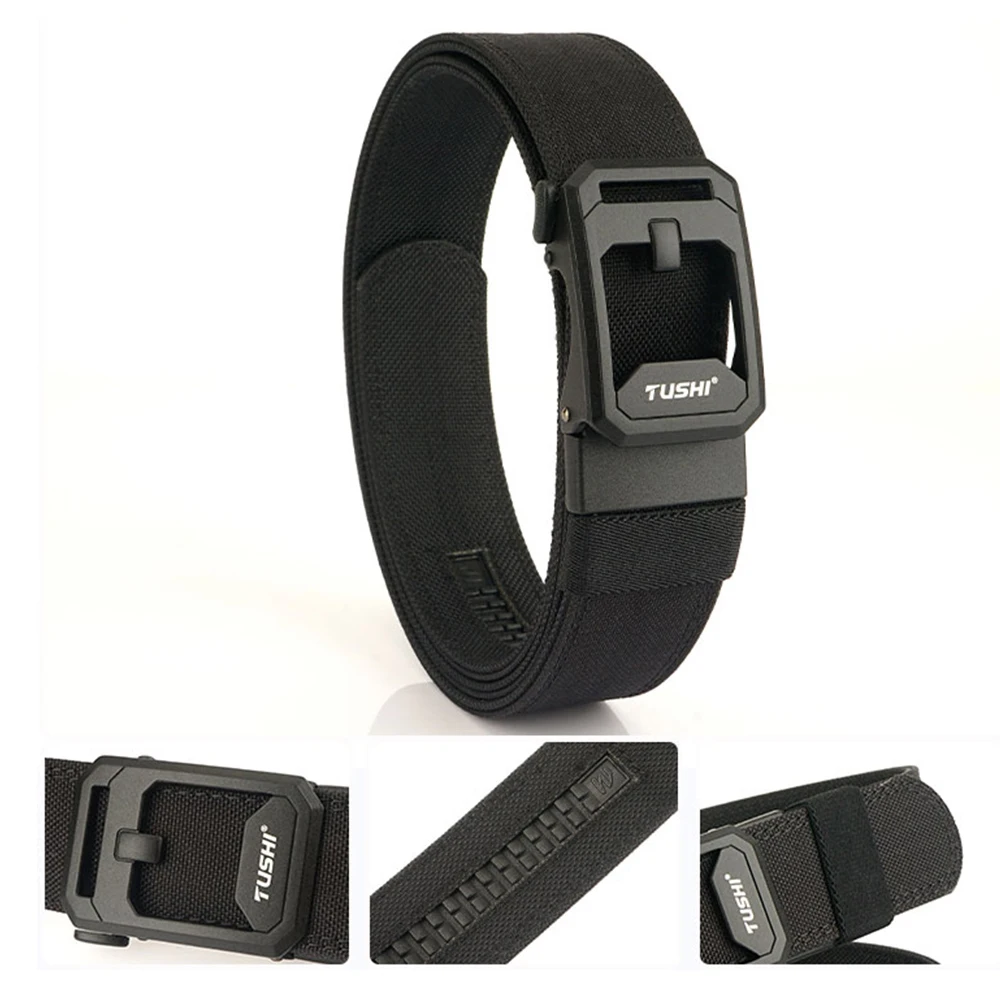 TUSHI Harter taktischer Gürtel für Herren, robustes Nylon-Metall, automatische Schnalle, Polizistuty, Militärgürtel, Outdoor-Gürtel, IPSC-Zubehör – Detail 13