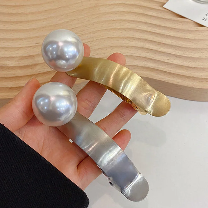 Metal Hair Claw Elegant Pearl Hairpin Duckbill Hair Clip Women Gripper Barrettes Ponytail Hair Accessories Top Headwear ﻿2025