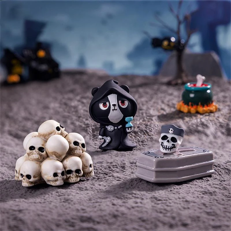 Creative Halloween Horror Skeleton Coffin Micro Landscape Ornaments Party Props Car Desk Decorations DIY Resin Accessories Gifts - Detail 1