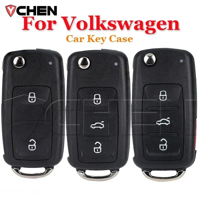 Car Folding Shell Case Fob for VW Volkswagen Tiguan Passat CC Golf Mk6 SEAT for Skoda Octavia 5K0837202AD Key Housing Cover