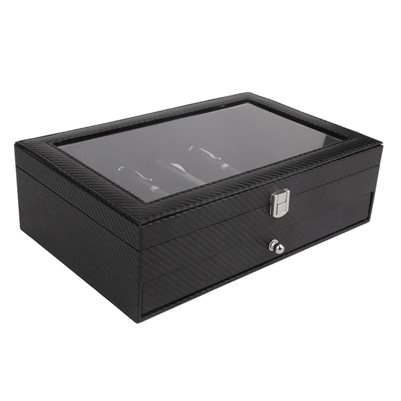 24 Slots Wooden Pen Display Storage Box Luxury 2 Layer PU Pen Case Fountain Pen-Collector Jewelry Organizer