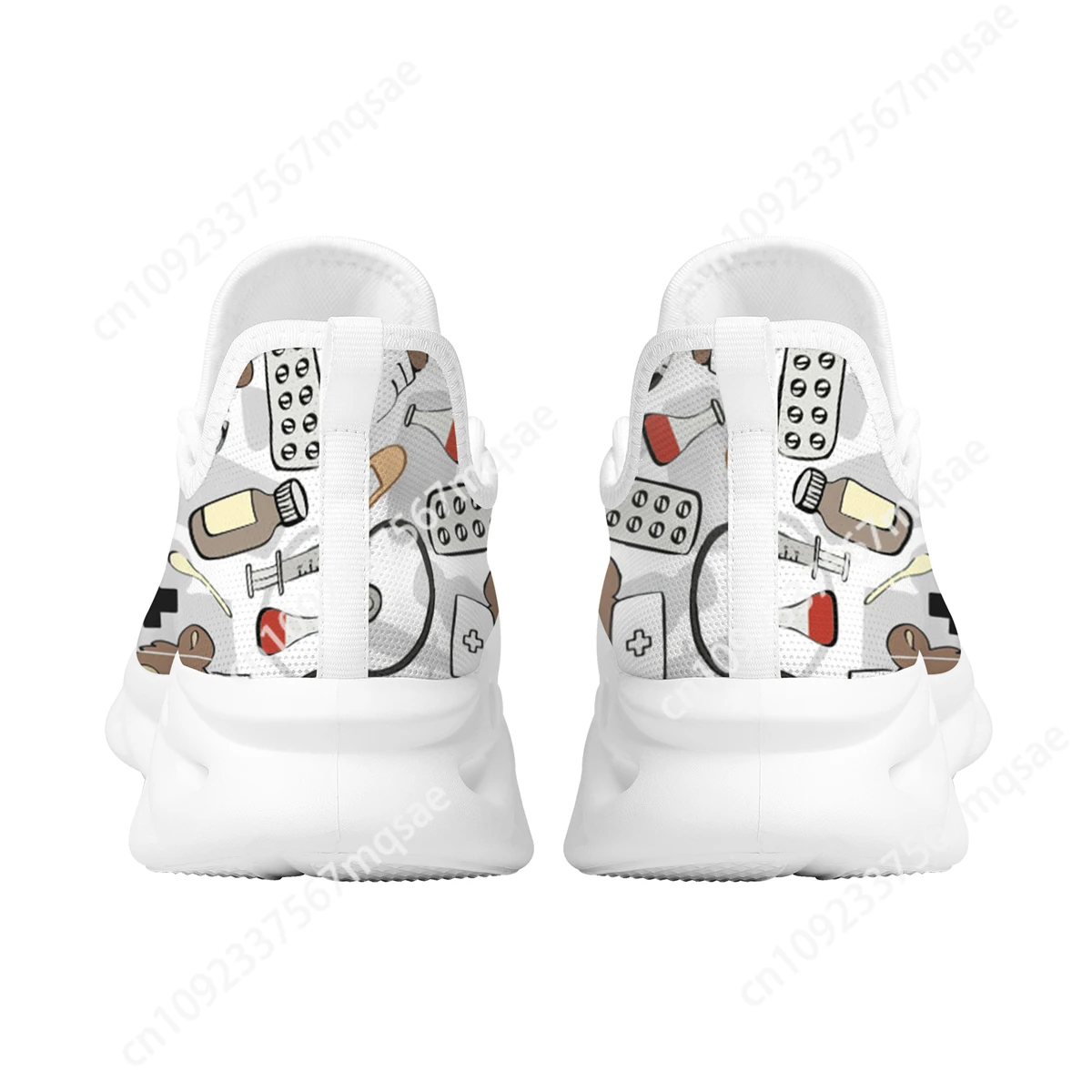 Hospital Doctor Print Vulcanized Shoes Fashion Sketch Bear Pattern Nursing Shoes Comfortable Breathable Running Chaussures Plate