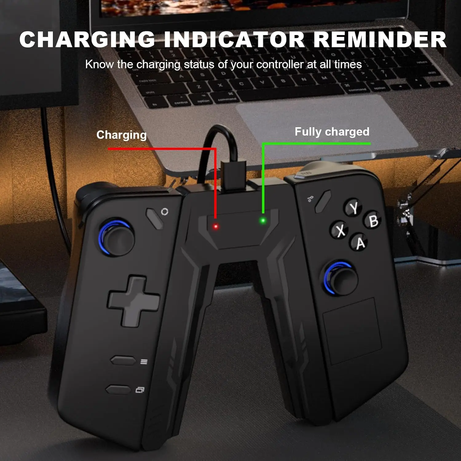 Charging Grip for Legion Go Controller, Play While Charging, Portable Legion Go Controller Charger with Indicators(Black)