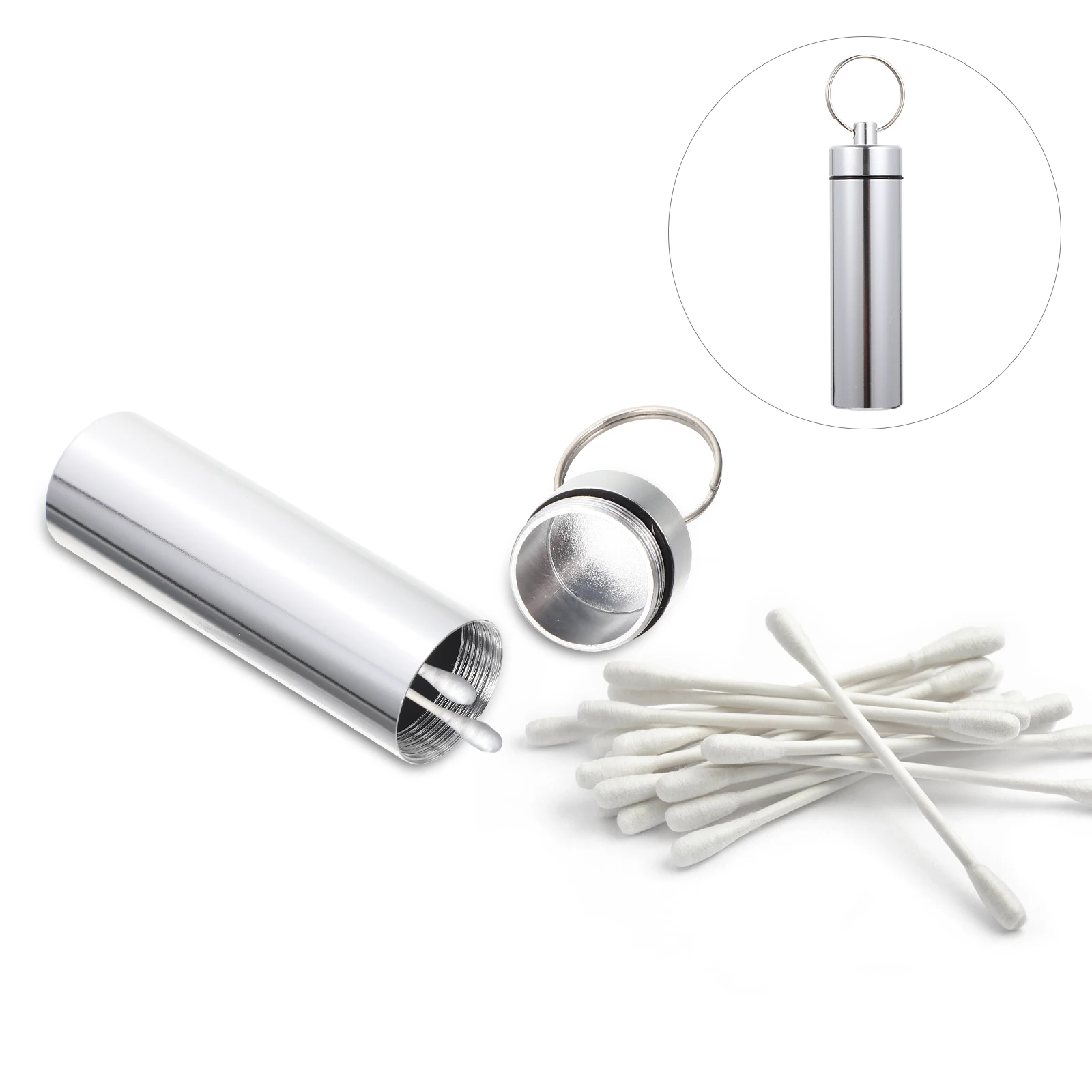 

3pcs Aluminum Alloy Waterproof Swab Containers Portable Toothpick Boxes For Camping Hiking Storage Capsule Cotton Alcohol Balls