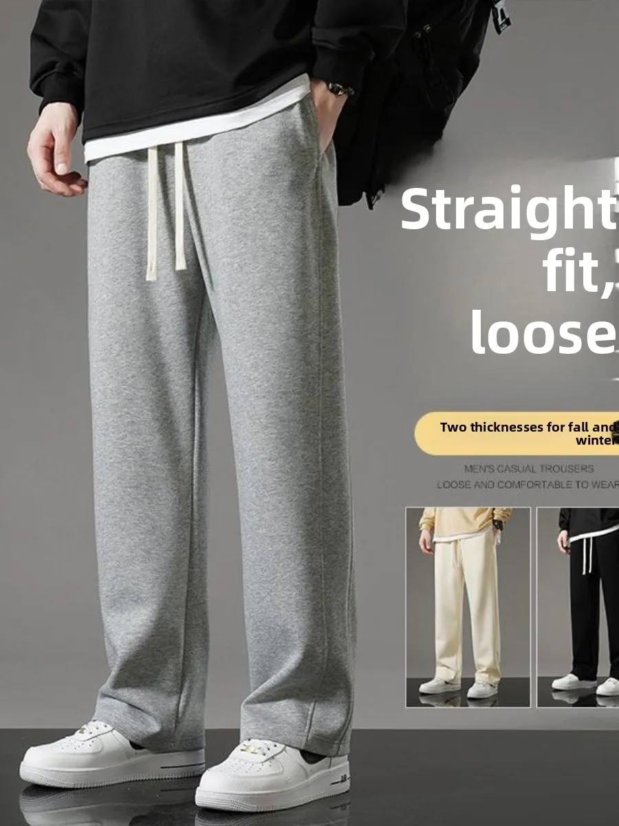 

Men's Thiened Fce Lined Straight Leg Cotton Sweatpants Casual Pants Autumn Winter New Sle Spor Long Trousers