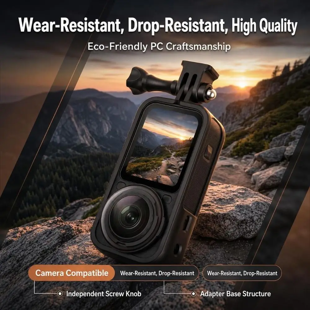 Shock Resistant Camera Mounting Cage Open Frame Precise Cutouts Action Camera Cage PVC Mount Adapter for Insta 360 X6