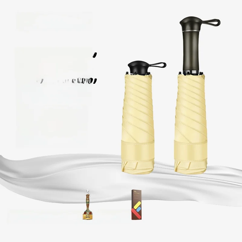 

Sunny Portable Capsule Pocket Umbrella Black Glue Sunshade Rainproof Lightweight Aluminum Alloy Fibre Home Daily Use