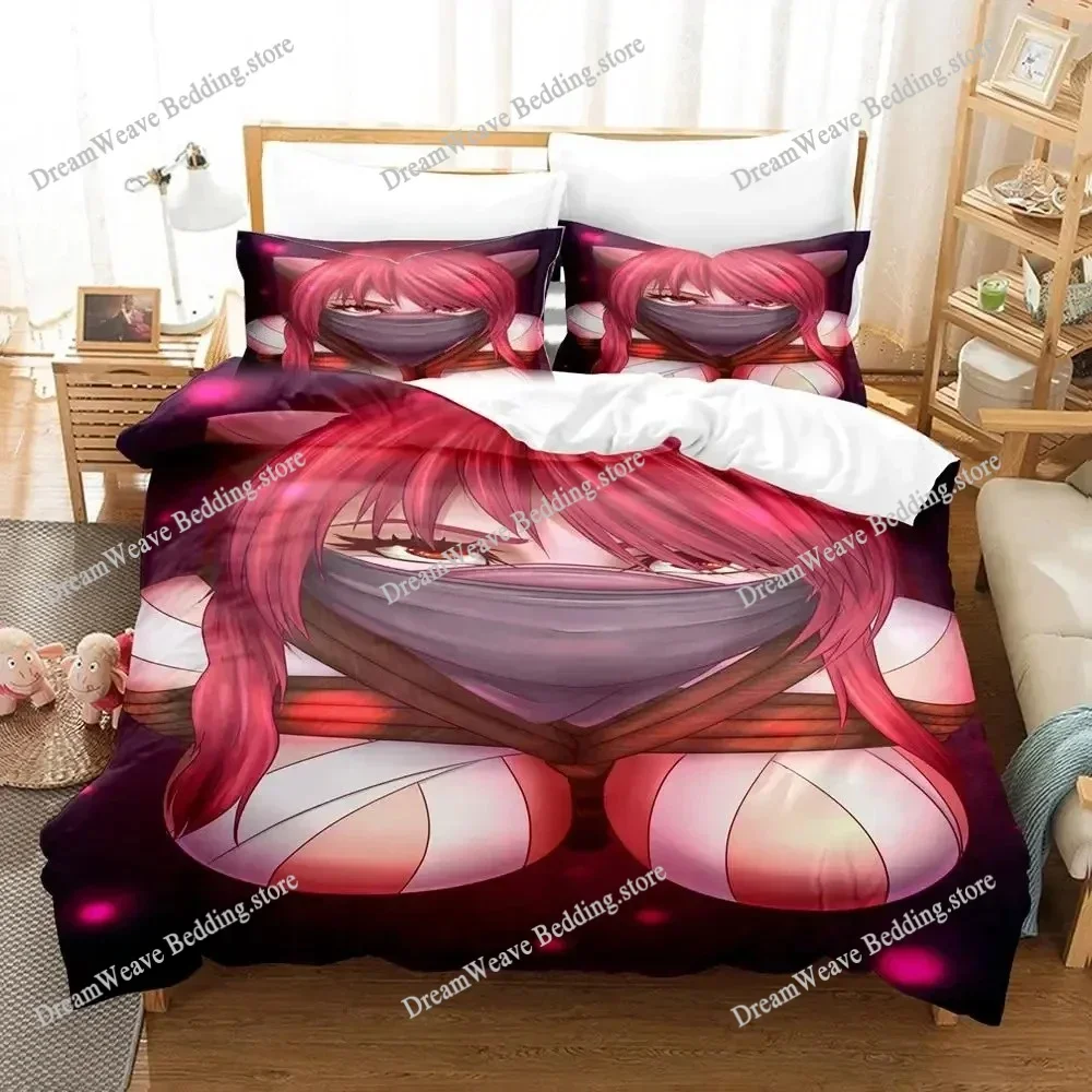 Anime Elfen Lied Bedding Set Duvet Cover Bed Set Quilt Cover Pillowcase Comforter King Queen Size Boys Adult Bedding Set