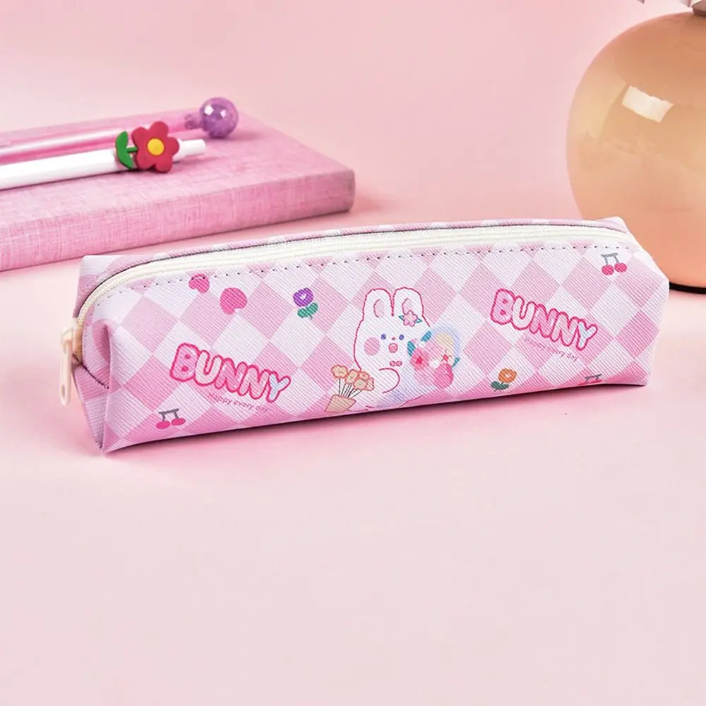 Dompet wanita kulit PU Korea tempat kartu huruf dinosaurus dompet kosmetik kartun tas pensil anak-anak dompet koin bergaris