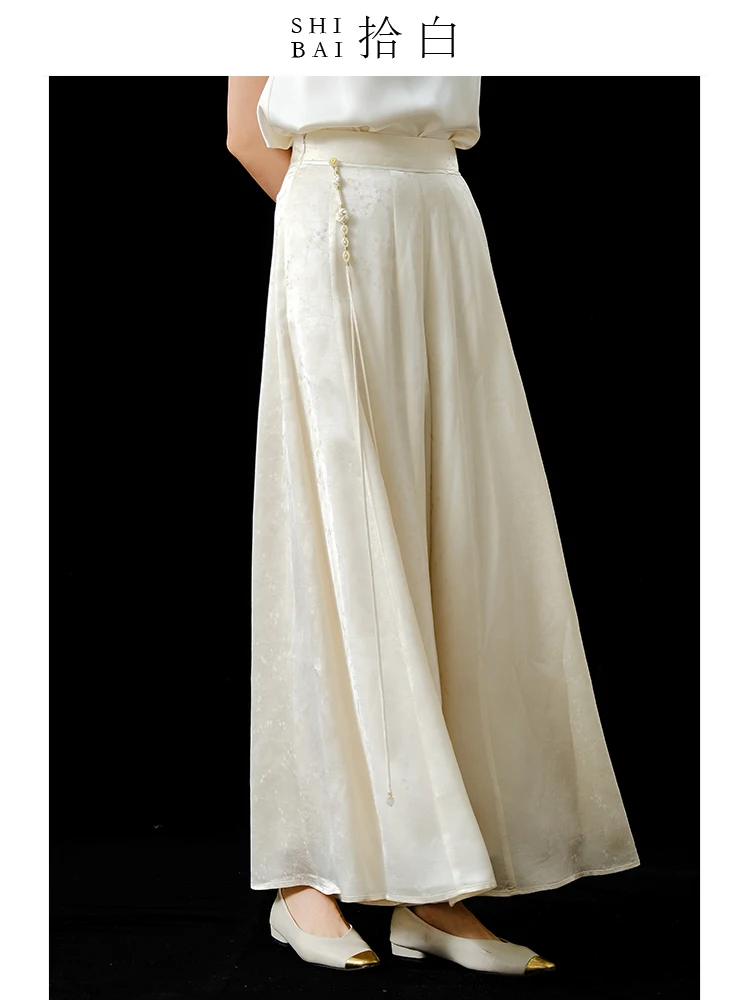 

Оригинальные широкие брюки-юбка с высокой талией ibai, утягивающие, в китайском стиле, с элементами дзен, в национальном стиле, модные женские.