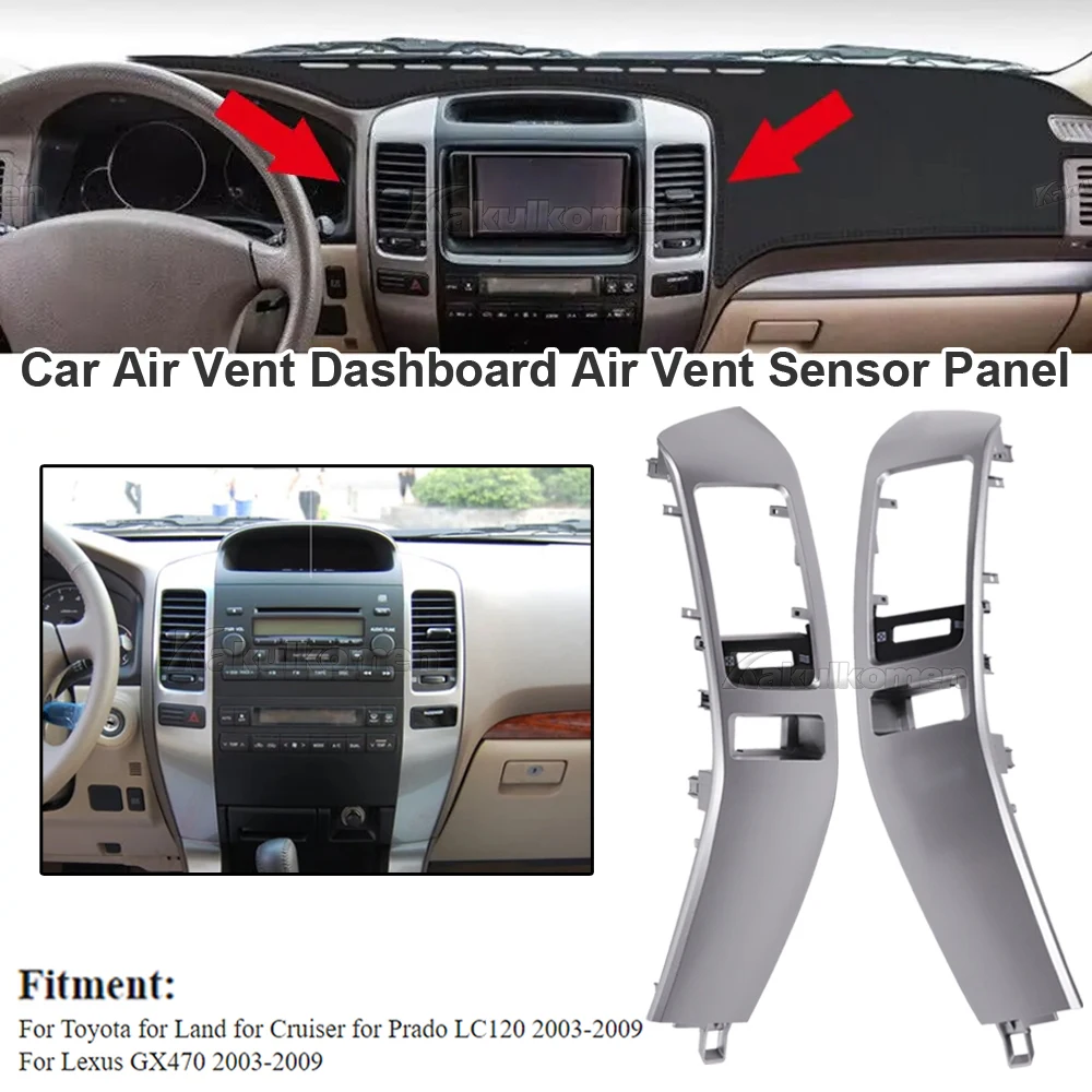 

Для Toyota Land Cruiser для Prado LC120 2003-2009 Автомобильная вентиляционная решетка кондиционера, серебряная декоративная рамка для Lexus GX470 2003-2009