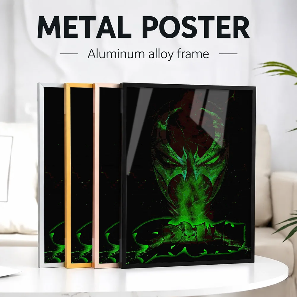 Spawn Green Mask Dark Metal Poster With Aluminum Alloy Frame Personalized Photo Dynamic Hero Style Wall Art For Collector Room