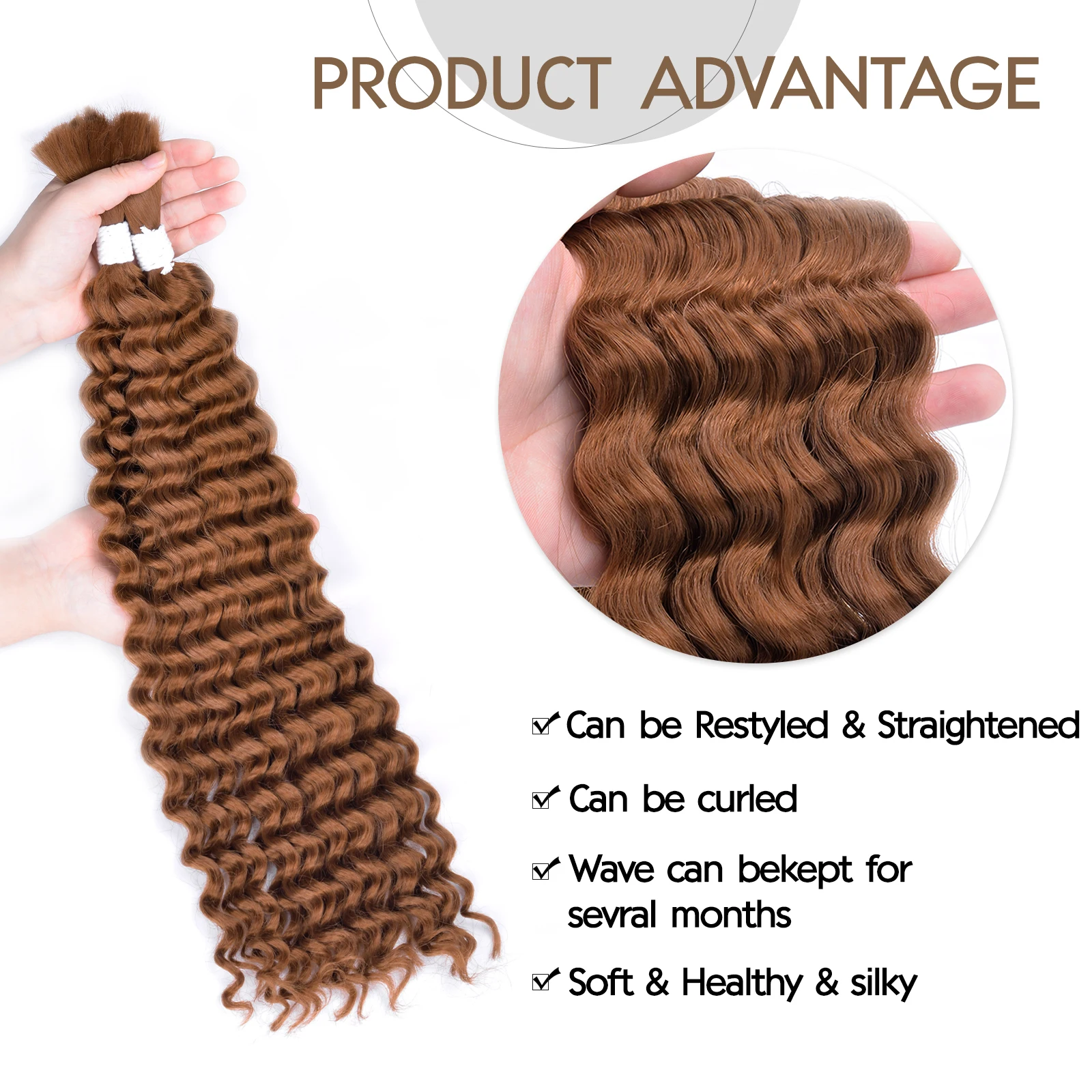 20 "cabelo sintético de onda profunda em massa para trança extensão de cabelo sem trama onda profunda para mulheres cabelo de proteína sintética de alta qualidade