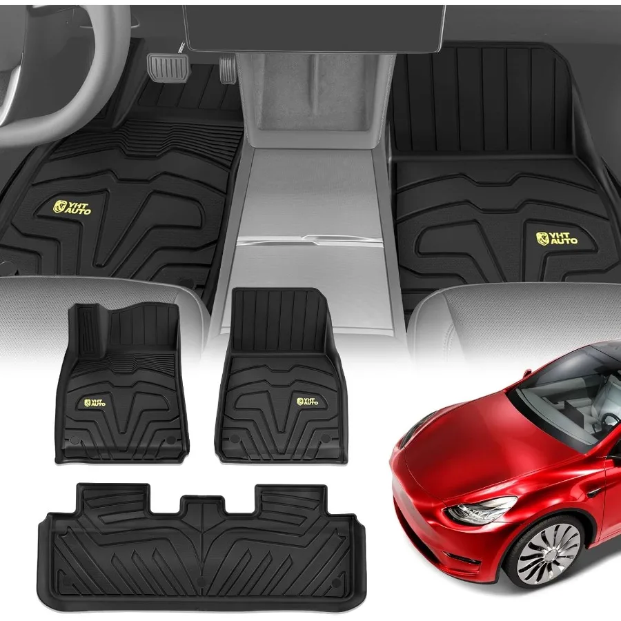 

Custom Fit Car Floor Mats for Tesla Model Y 2020-2025 5-Seat Designed for All Weather Protection Premium TPE Material with Anti