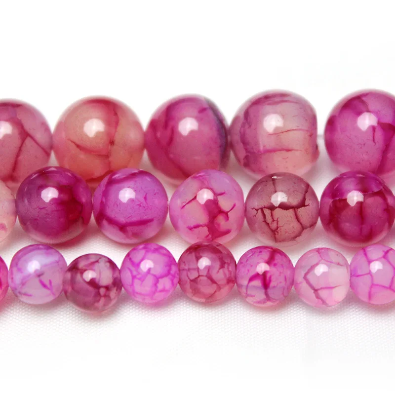 Rose powder dragon pattern agate loose beads, cracked agate round beads DIY bracelet beaded jewelry accessories weaving material