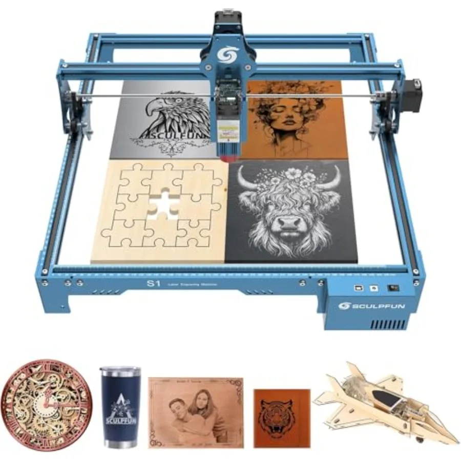 S1 Laser Engraver 0.01mm High Precision Laser Cutter for Wood Metal Leather with 410x420mm Engraving Area High Speed Black