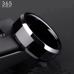 Anillo de titanio negro de 8mm de ancho para mujer y hombre, sortija de alta calidad, joyería de boda, nuevo diseño contratado