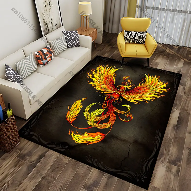 Fiery phoenix rebirth and power carpet Yoga living room room decor children's crawling mat doormat area rug games mat