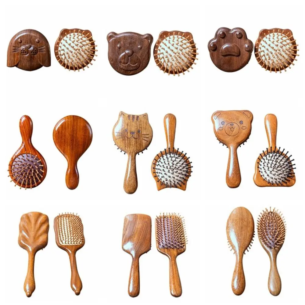 

Wood Air Cushion Hair Comb Handmade Anti Static Mini Travel Hair Brush Scalp Massage Nose Massage Massage Comb Brush Women