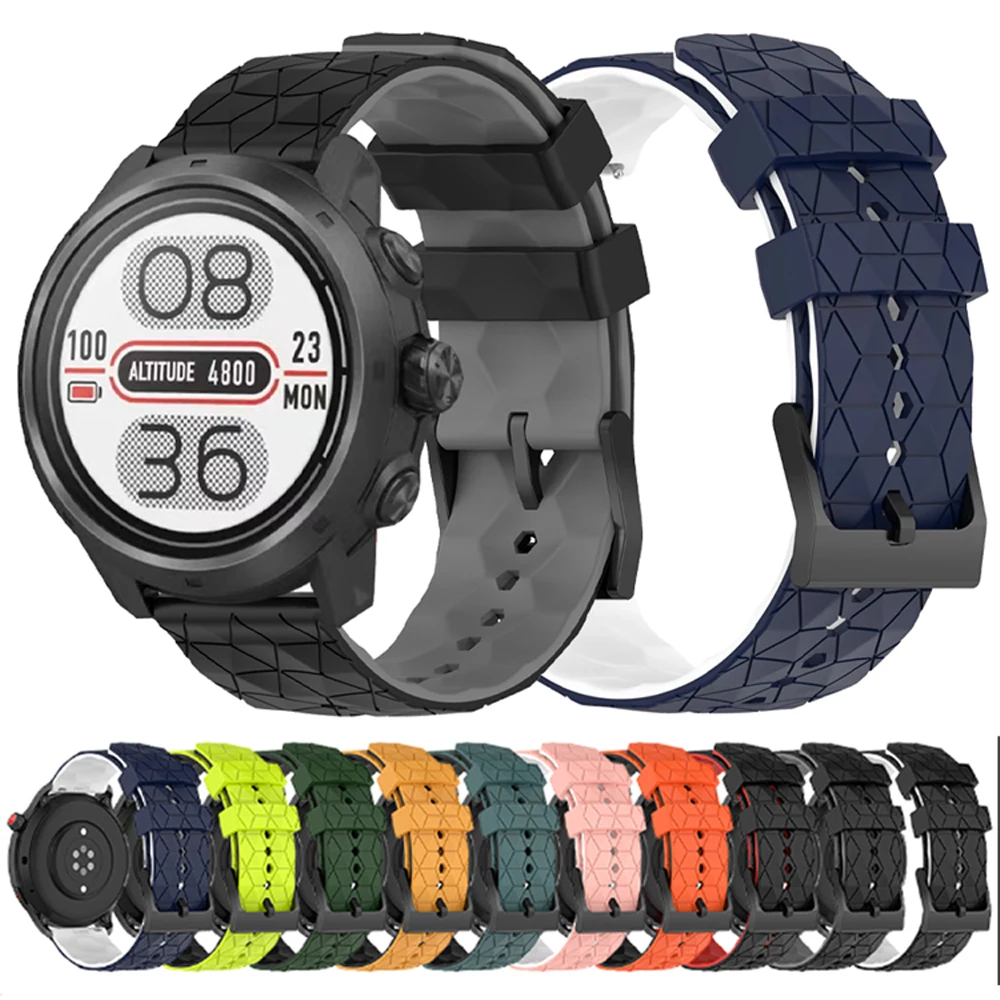 20mm 22mm Football Pattern Two-tone Silicone Strap for COROS PACE 3 2 Sports Wristband for COROS APEX 2 Pro 46mm 42mm Watchbands