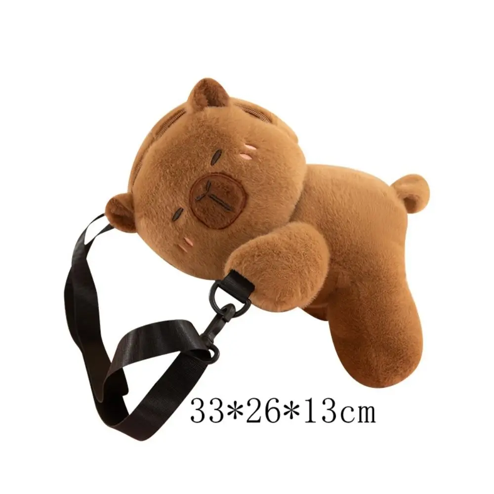 Animal dos desenhos animados capivara bolsa de pelúcia grande capacidade moda capivara crossbody saco recheado bonito capivara pelúcia mochilac