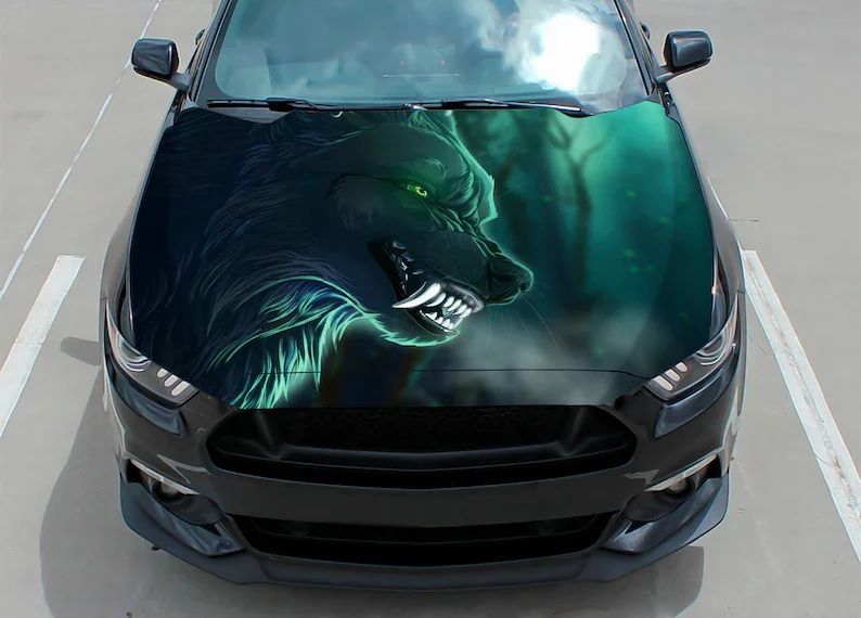 car hood decal wrap decal wolf fury vinyl sticker graphic truck decal hood decal custom