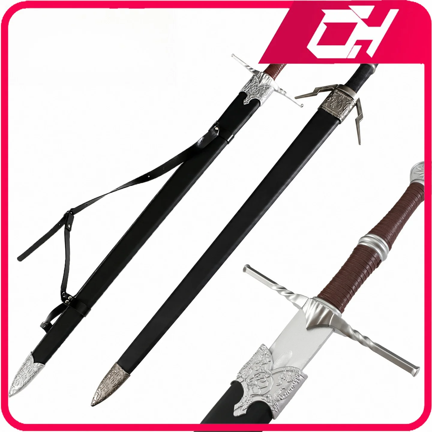 119cm Wizard 3: Wild Hunt Game Peripheral Geralt White Wolf Beast Double Headed Beast Wooden Sword Cosplay Collection Model Toy