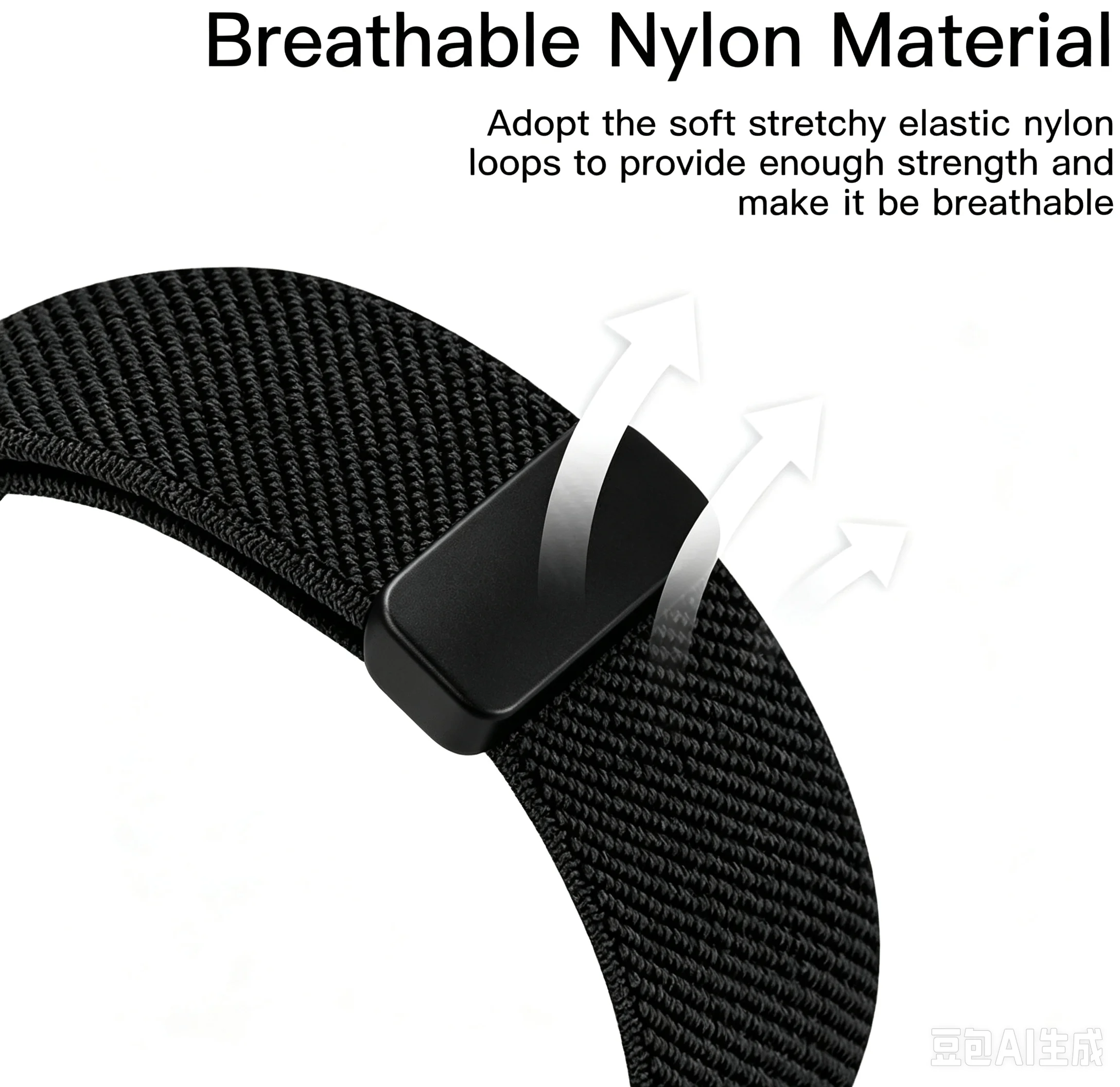 Magnetisches Nylon-Schlaufenarmband für Google Fitbit Air Smartwatch-Zubehör, atmungsaktives Sportarmband, Fitbit Air Armband. – Detail 7