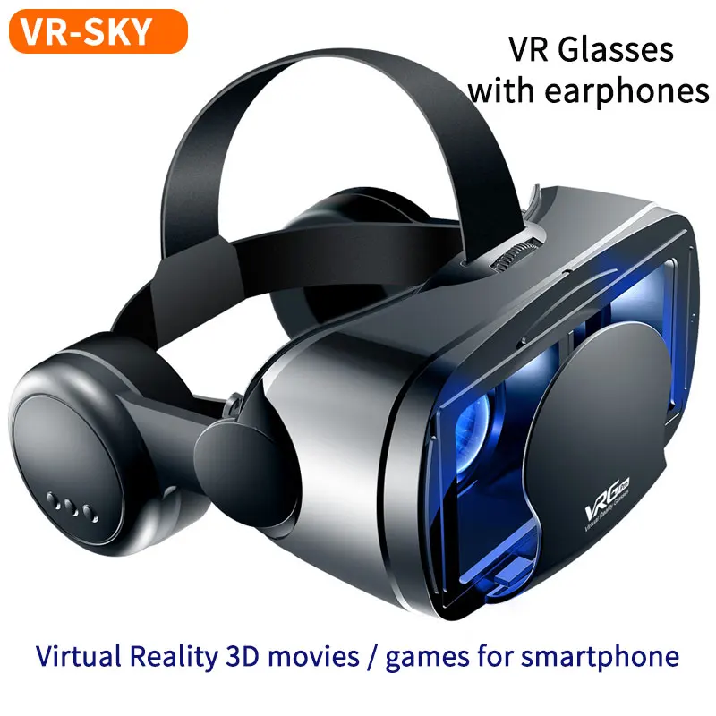 VR-Очки виртуальной реальности 3D, гарнитура, шлем Blu-Ray VRG PRO + с наушниками для смартфонов IOS, Android 5-7 дюймов