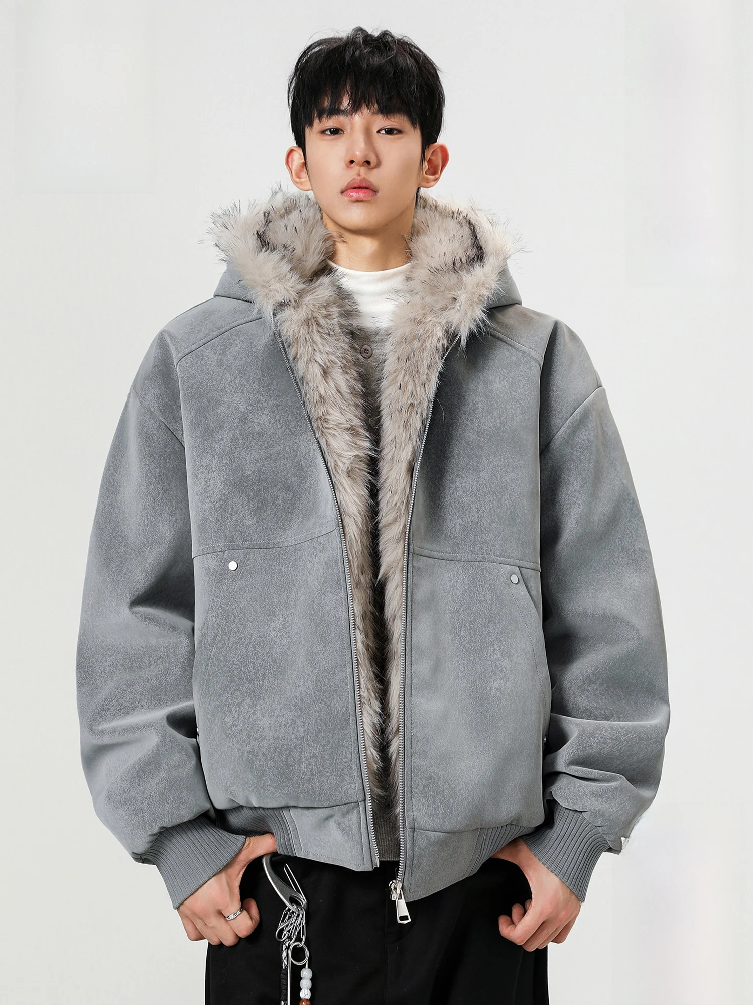 

PaulFrank Thiened Hooded Cotton Jaet Men's Winter Warm Faion Outerwear Youth Cleanfit Sle Polyester Fiber Coat