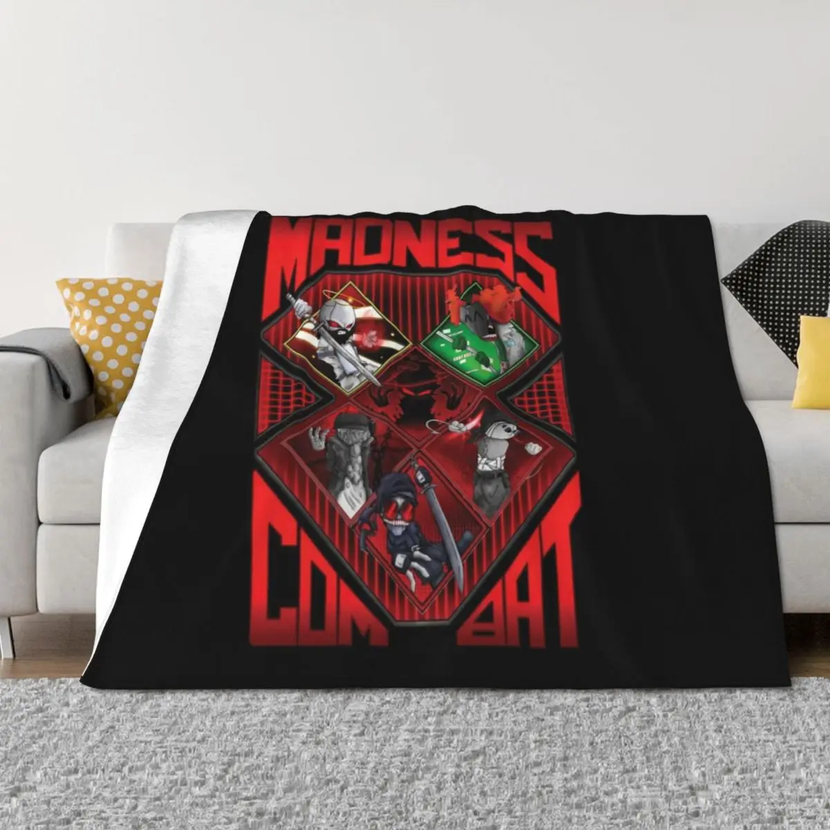 

Madness combat ALL 6 MAIN CHARACTERS ART Throw Blanket Bed covers Travel Thin Bed Blankets