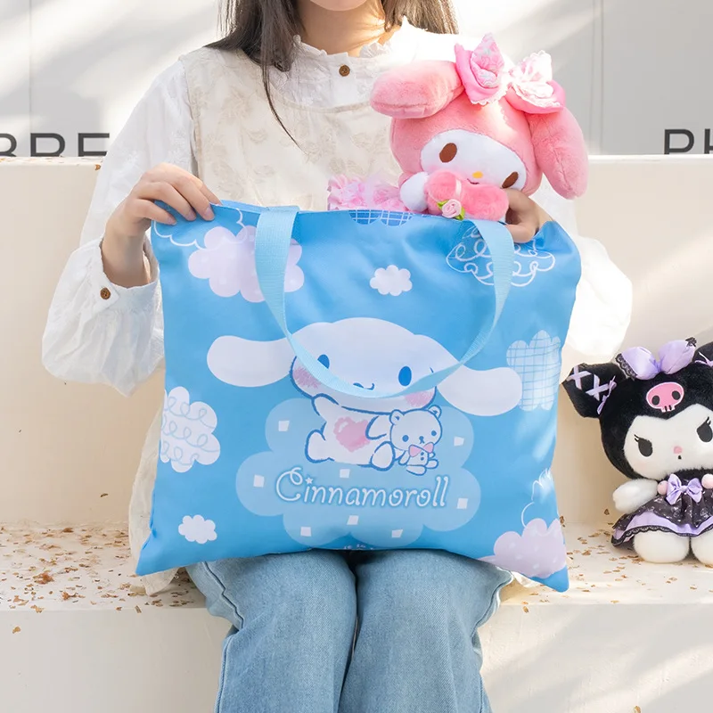 Sanrios Canvas Bag Cinnamoroll Cartoon Kuromi Student Girl Anime Figure Kawaii Cartoon One Shoulder Cosmetic Storage Bag