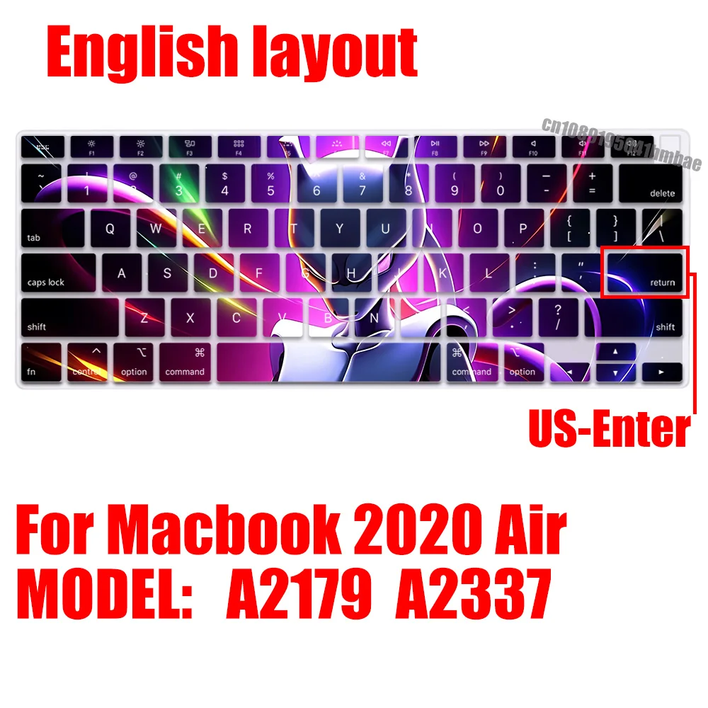 Mewtwos US Layout Color Print Soft Silicone Keyboard Cover For Macbook 2020 Air A2179 A2337