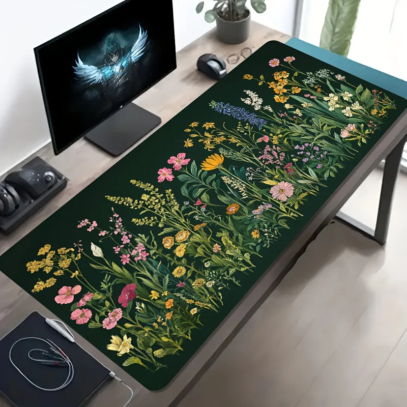 CIFBUY Large Esports Gaming Mouse Pad Hand-painted Wildflower Botanical Desk Mat Office Computer Decor Desktop Decoration