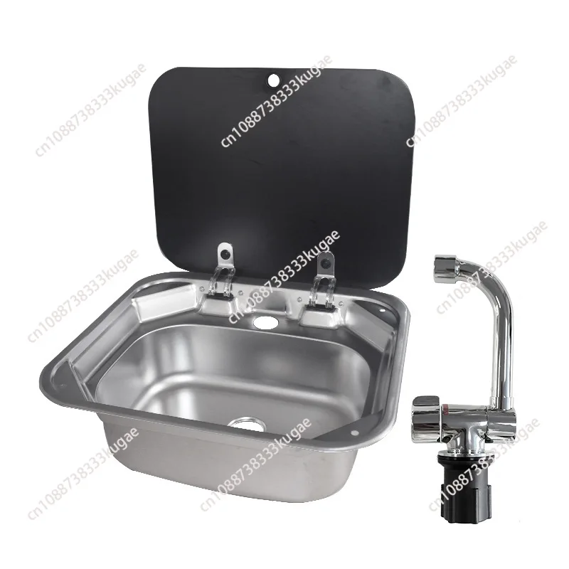 RV sink with lid vegetable basin 304 stainless steel folding flip hand basin RV modification supplies Daquan