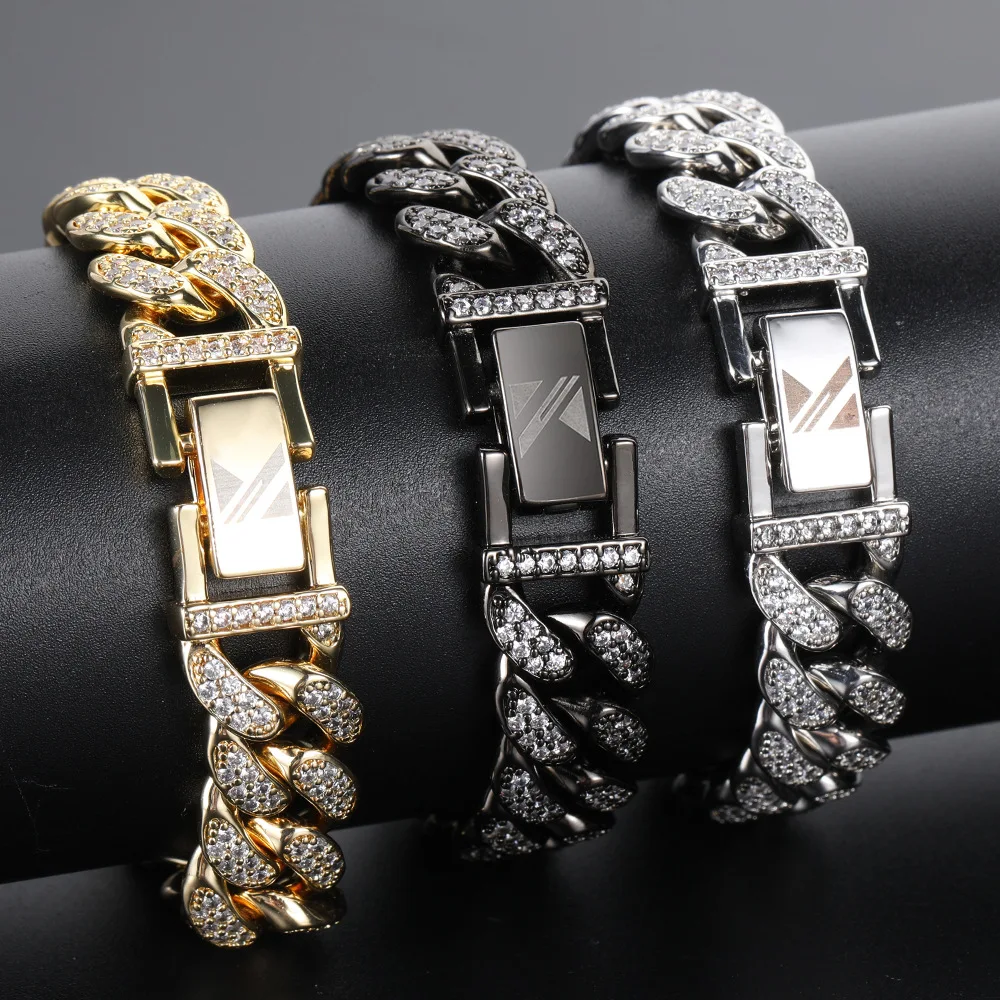 Cross-border hot-selling zircon necklace jewelry female original style couple trend hip-hop diamond-set Cuban thick chain male