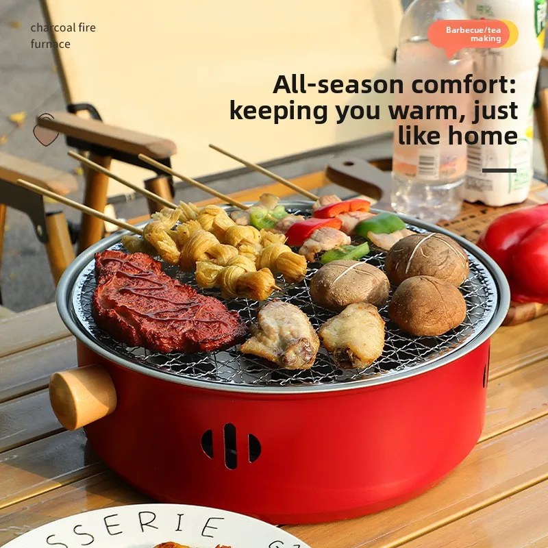 

Мангал из нержавеющей стали, портативный угольный гриль, для кемпинга на природе и домашнего использования