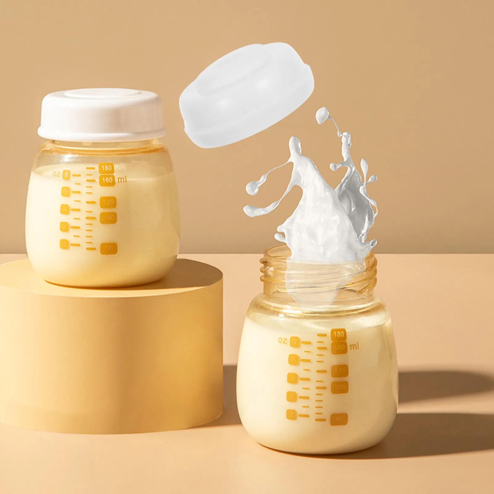 

1Set Baby Bottle Sealing Discs and Leak-Proof Replacement Caps Silicone Sealer Gasket for Milk Jars Reusable Labeling Surface