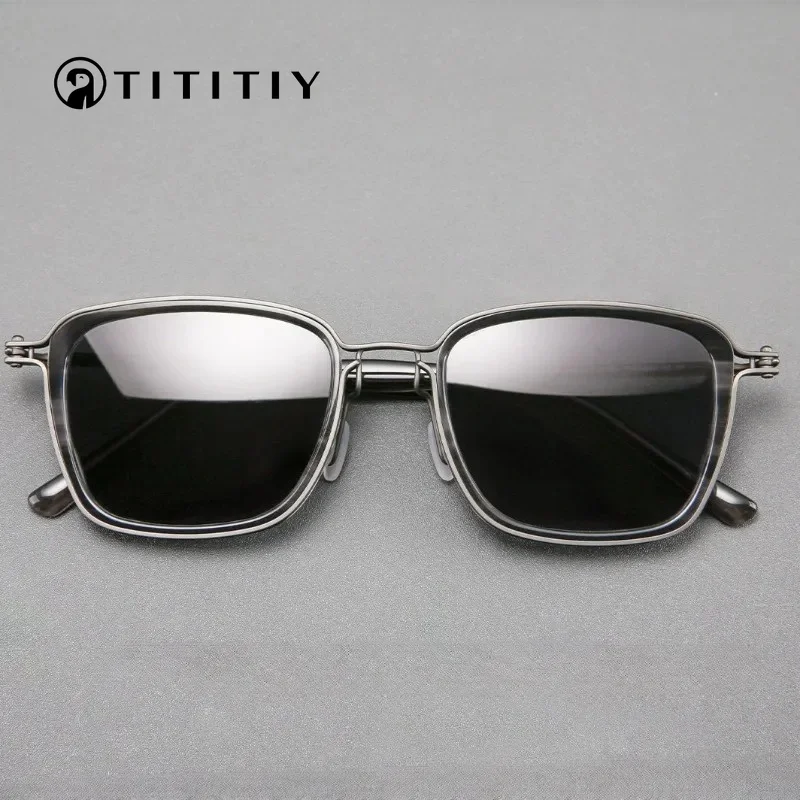 

2026 Retro Pure Titanium Square Large Face Frame Polarized Sunshade Men's Summer Outdoor Driving Anti Glare Anti-UV Sunglasses