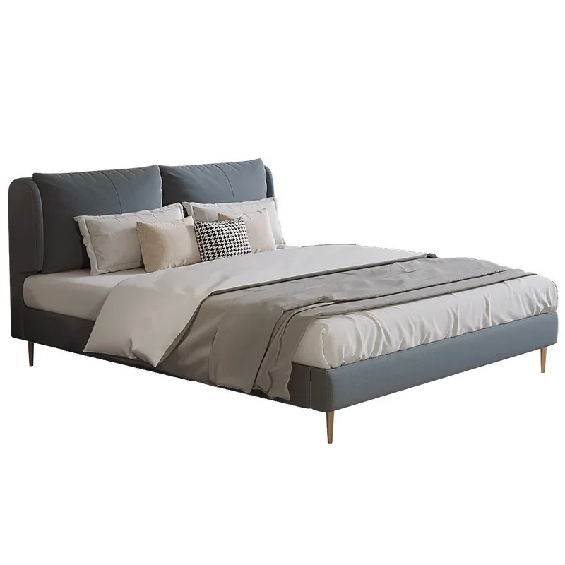 

Nordic leave-in technology cloth Modern simple light luxury master bedroom double bed Down soft bag cloth bed