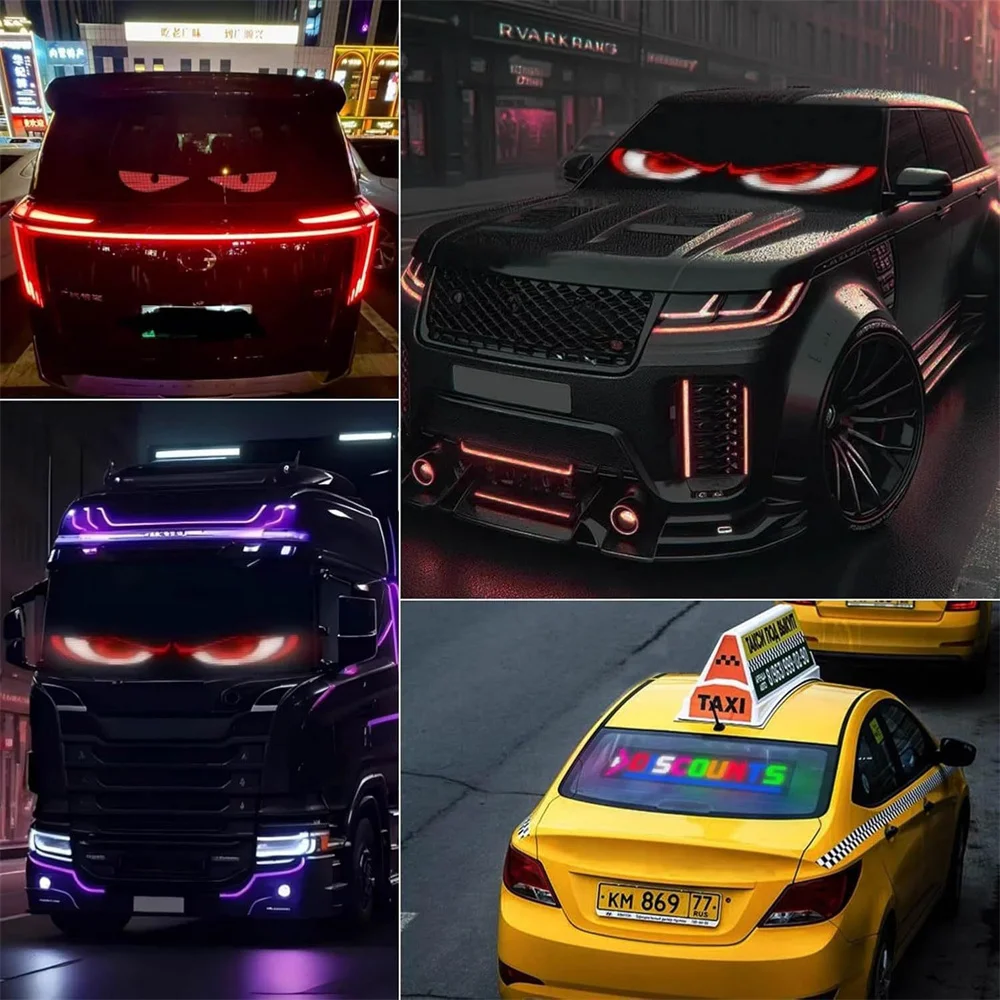 

Новый светодиодный экран Devil's Eye, 1-2 шт., USB-разъем, управление через приложение DIY, RGB светодиодная автомобильная матричная панель, гибкий дисплей для лобового стекла автомобиля