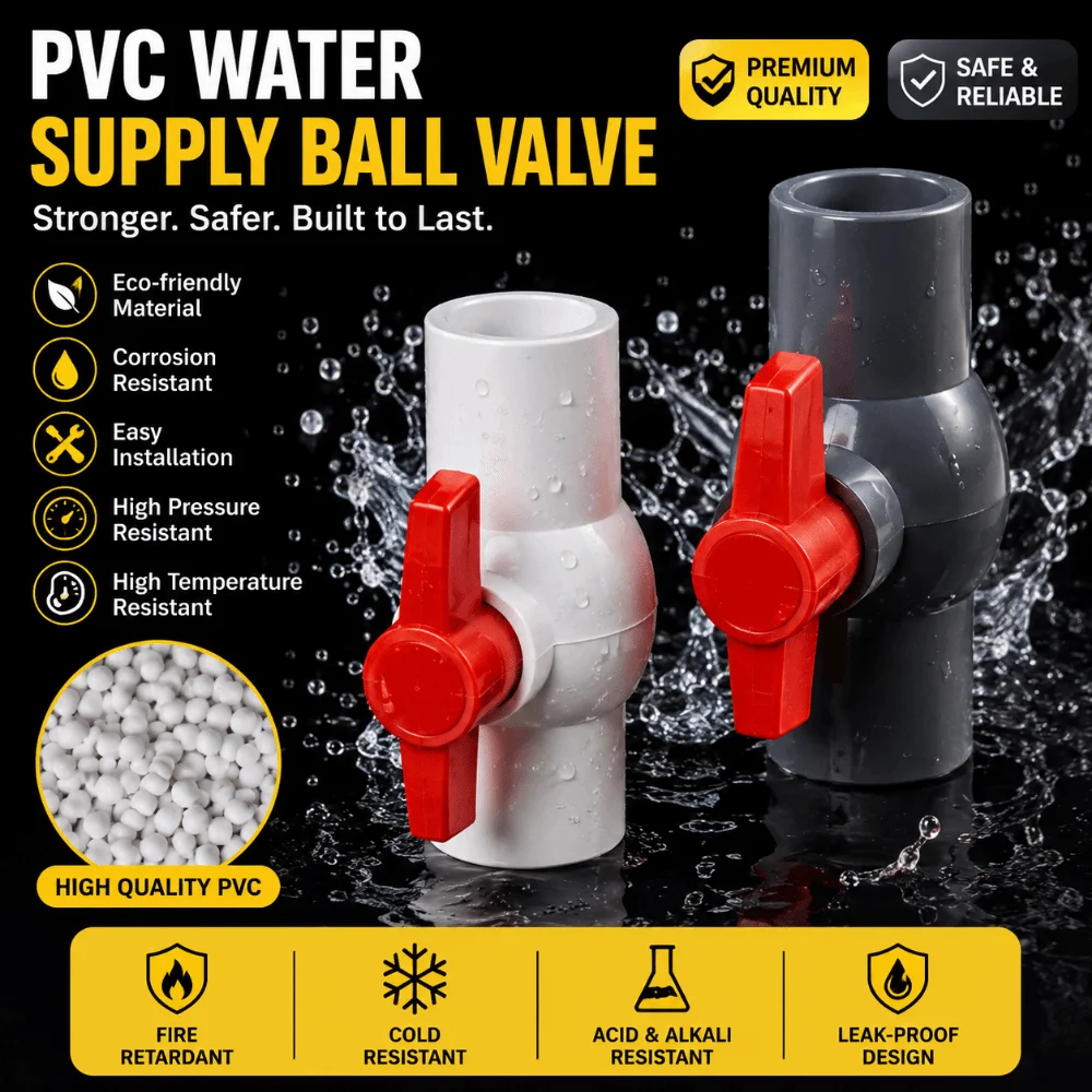 PVC Water Supply Ball Valve Corrosion Resistance High Temperature Resistance Valve Switch Thicked Cold-resistant Pipe Connectors